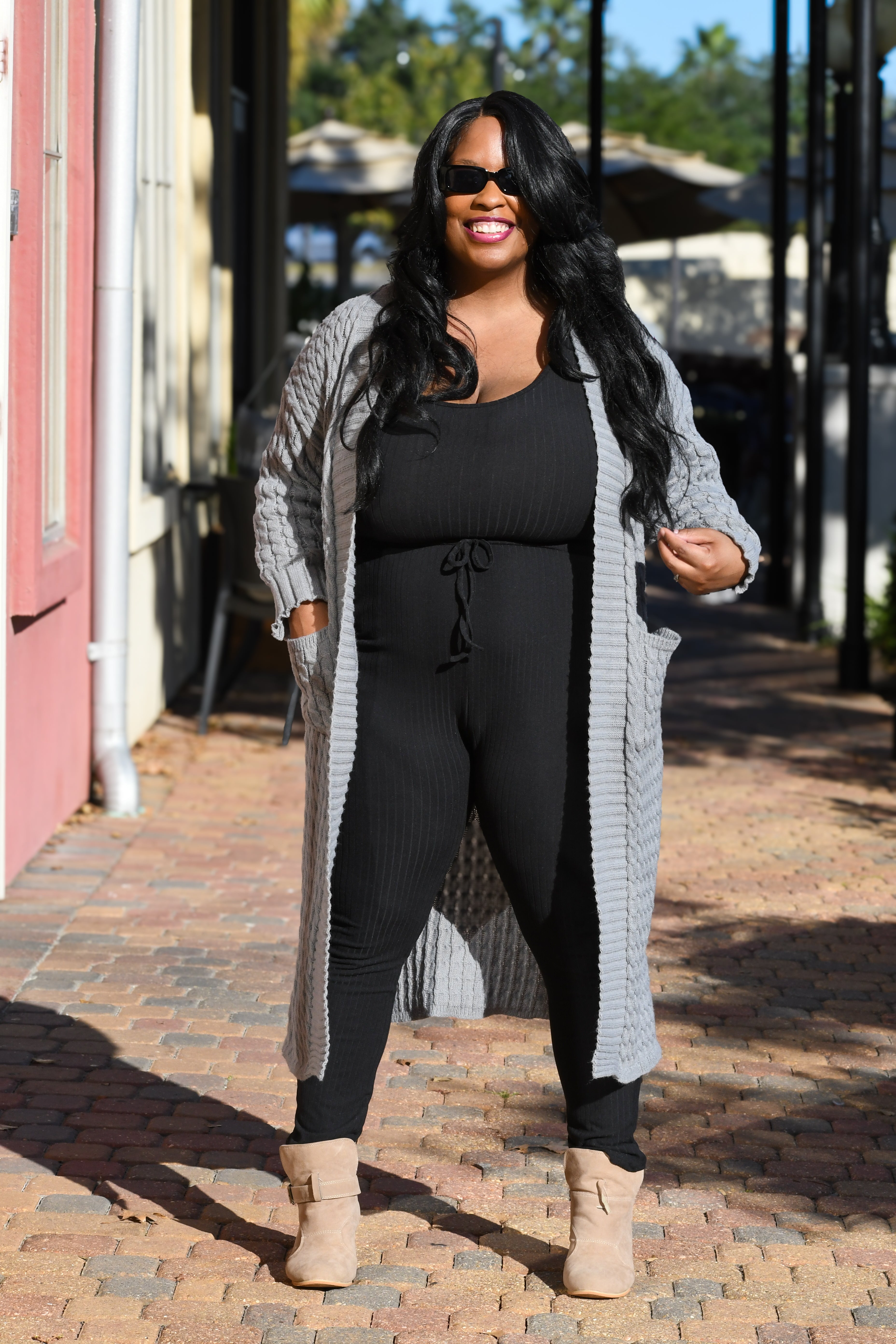 Ribbed Sleeveless Drawstring Jumpsuit