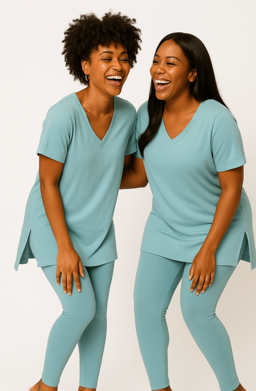 Microfiber V-Neck Top & Leggings