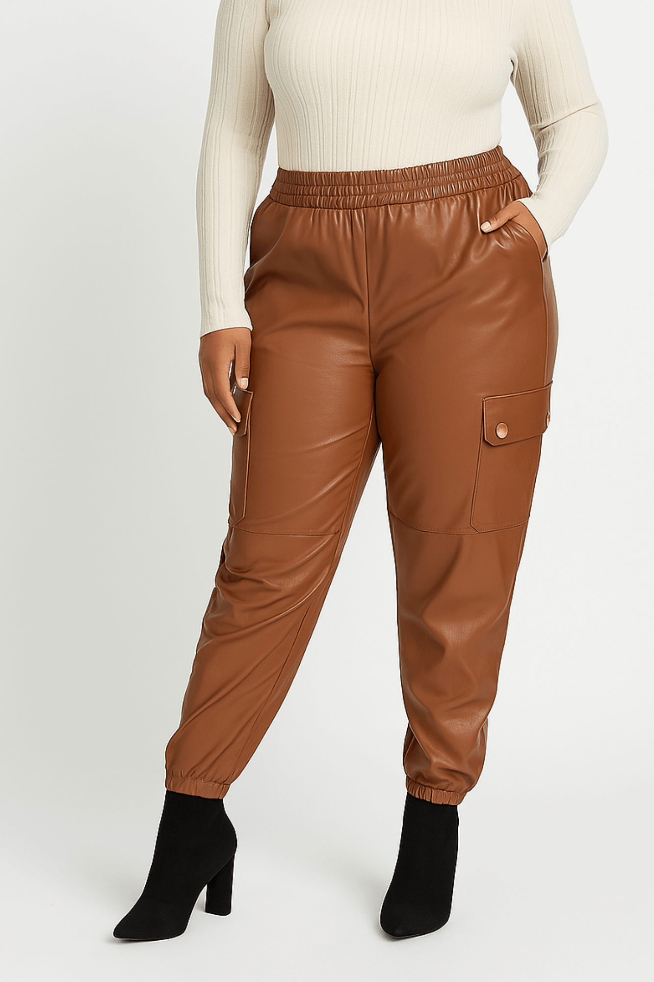 [PLUS] Leather Joggers with Side Pockets