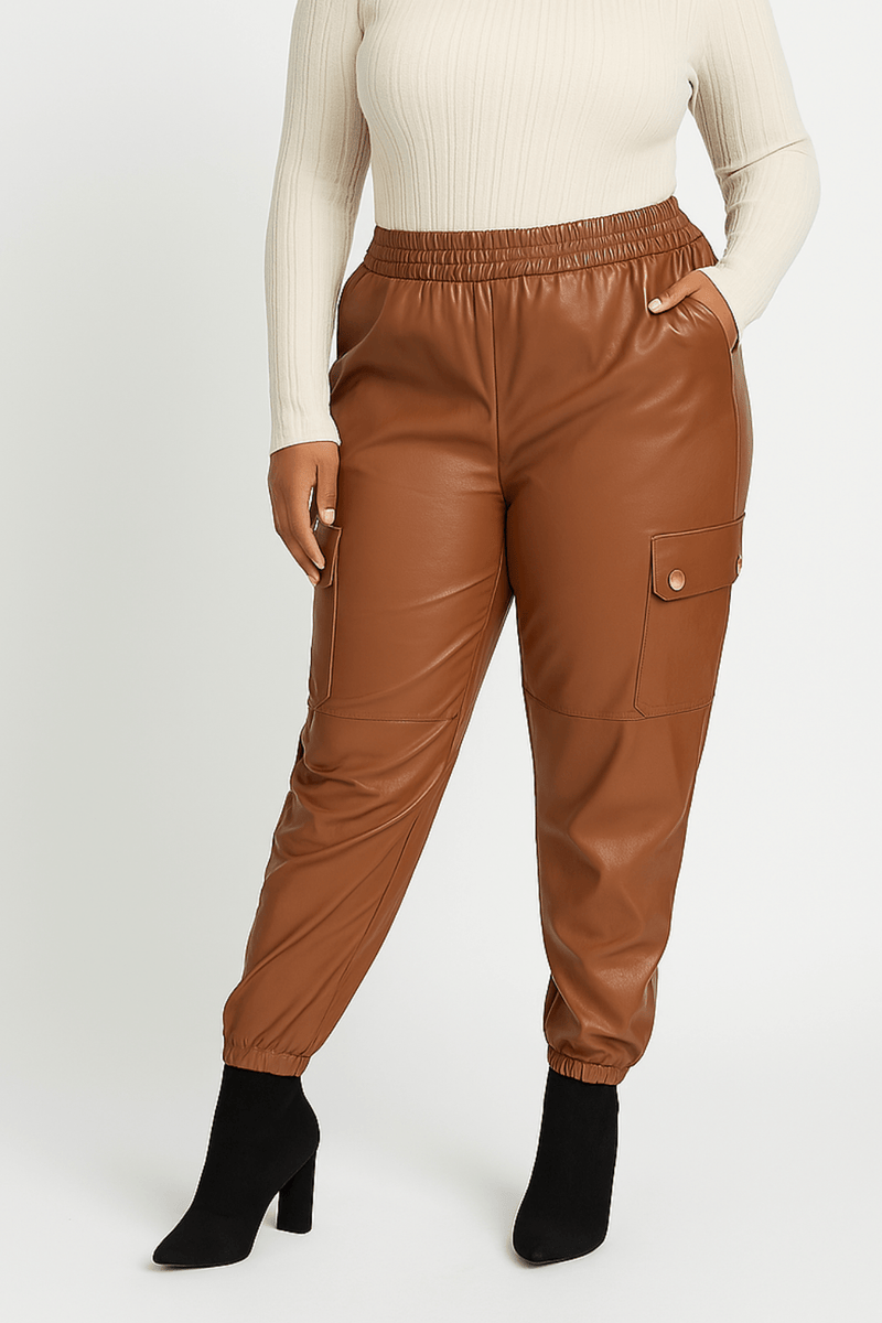 [PLUS] Leather Joggers with Side Pockets