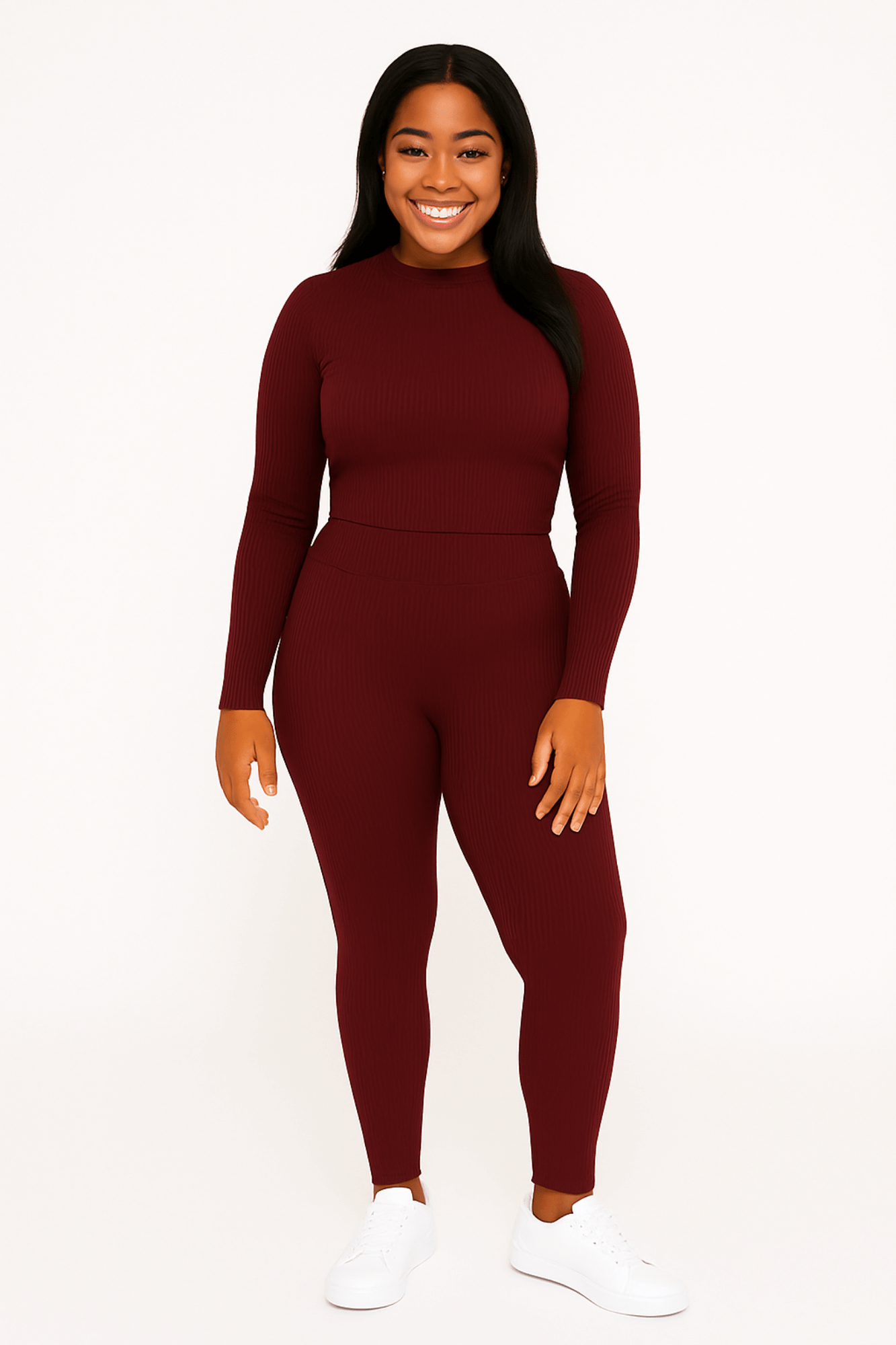 Ribbed Mock Neck Long Sleeve Top & Leggings Set