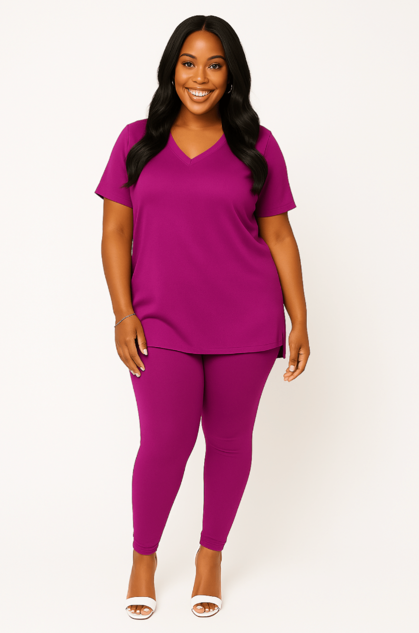 Microfiber V-Neck Top & Leggings
